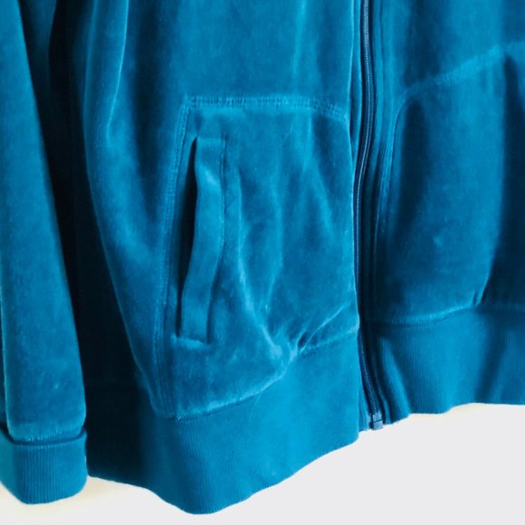 Tek Gear Teal Green Hooded Velour Style Jacket - Picture 4 of 7